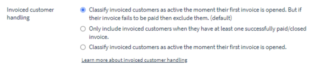 Image of invoiced customer handling setting